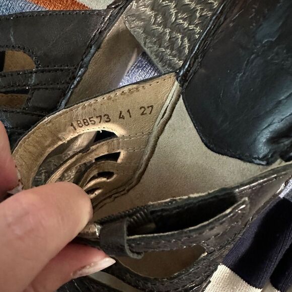 Josef Seibel black heels strappy peep toe sandals 41 9.5 10 - Picture 5 of 7